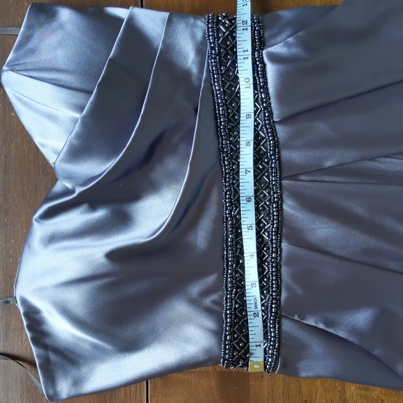 B Smart Formal Strapless Gown, Size 5/6, Blue/Gray Color, Beaded Waist - Picture 10 of 11